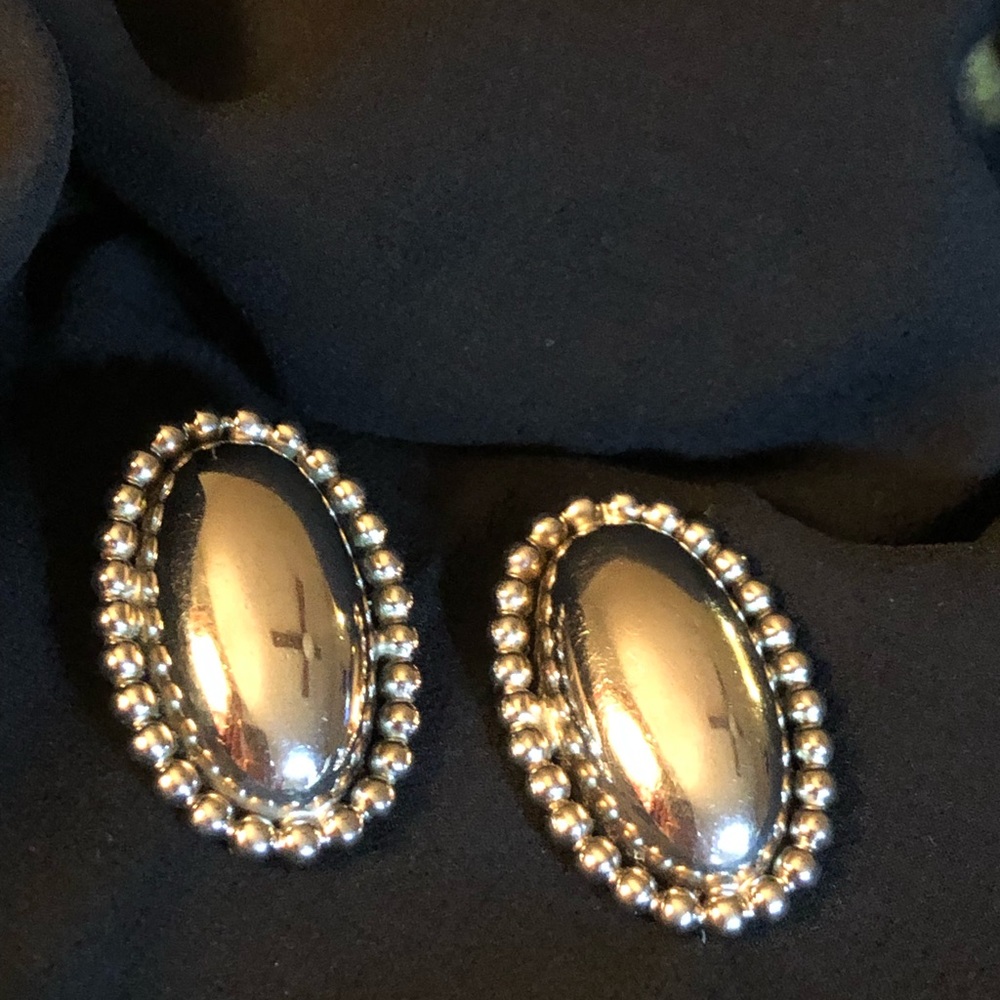 Vintage silver tone Napier clip on earrings